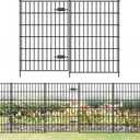 FOREHOGAR Metal Garden Fence with Gate 40in (H) x 23.3ft (L), 1 Gate + 9 Panels Dog Fence Border Fence Animal Barrier, No Dig Garden Fencing for Yard Flower Bed Lawn Patio Outdoor, PIN402810G Black