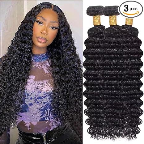 26 28 30 inch Deep Wave Human Hair Bundles Wet and Wavy Bundles Human Hair Deep Wave Bundle for Women