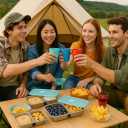 2-Compartment Stainless Steel Snack Container with Leakproof Lid | Reusable Grab-and-Go Food Storage Box | Portable Bento Organizer for Travel, Camping, Lunch Prep, Dishwasher Safe (SET A, 4 Pack)