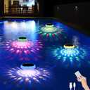 Solar Floating Pool Lights(4 PACK), 2600mAh USB Rechargeable Pool Lights That Float with Remote, 6.7 IP68 Waterproof Floating Light, 13 Colors Changing Upper and Lower Glow Hangable Light for Pools