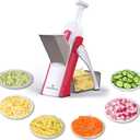 ONCE FOR ALL Safe Mandoline Slicer 5 in 1 Vegetable Cutter, Strips Julienne Dicer Adjustable Thickness 0.1-8 mm for Kitench Fast Meal Prep (Red)