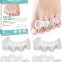 2Pairs Toe Spacers Silicone Gel Toe Separators Correct Women Men Bunion Toes, Soft Toe Spreaders, Hammer Toes Corrector, Big Toe Straightener for Plantar Fasciitis, Foot Relief(Clear)