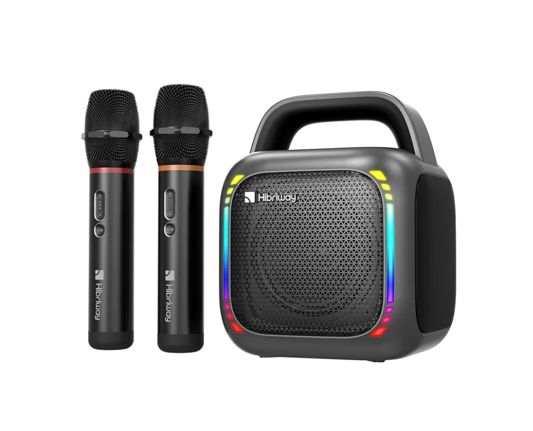 Karaoke Machine with 2 Wireless Microphones, Portable 5.0 Bluetooth Speaker for Adults & Kids, with 50W Speaker,Handle &RGB Lights, Supports TF Card/USB/Aux in/TWS,for Home,Party,Performance,Meeting