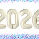 2026 Cream Numbers Balloon 40 Inch, Happy New Years 2026 Balloons for Nye Decor Party, 2026 Digital Balloon Graduation Decoration Supplies