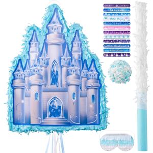 WINTS Ice Castle Pinata, Winter Piata with Blindfold Perfect for Snowy Ice Castle Birthday Party, Winter Birthday Party Decorations (16.3412.793.15in)