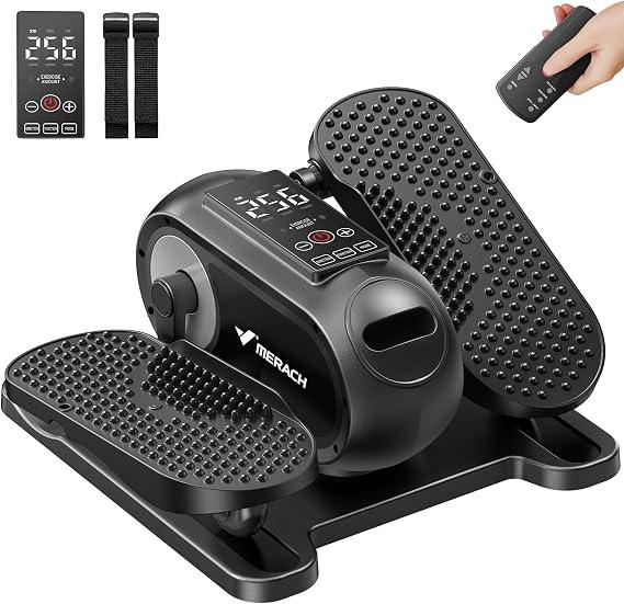 Under Desk Elliptical Machine, Quiet Seated Leg Exerciser for Home Office, Adults and Seniors, Remote Control, 12 Speeds, 3 Auto Modes, Forward/Reverse, Fully Assembled, Gray