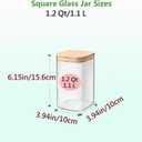 VIEWELLD 1.2 Qt Square Glass Storage Containers with Lids, glass jar with airtight lid, Glass Canister for Pantry Cookie Cereal Rice Sugar Tea Coffee Beans Spice, Square Set of 4