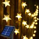 50ft 120 LED Solar Star Fairy Lights, Outdoor Decorative Solar String Lights, Waterproof Ambiance Lighting for Patio Deck,Camper,Gazebo,Girls Themed Room,Garden,Porch,Bush Decor,Warm White