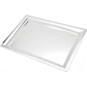 Le'raze Elegant Mirrored Rectangular Silver Tray, Perfect for Whiskey Decanter, Serving, Vanity Set, Candle Tray, and Organizing
