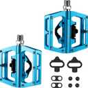 ROCKBROS MTB Mountain Bike Pedals Compatible with SPD Mountain Bike Dual Function Sealed Clipless Aluminum Bicycle Flat Platform 9/16" Pedals with Cleats for Road, MTB, Mountain Bikes