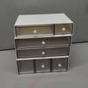 Desk Organizer with 9 Drawers, 4 Tier Plastic Stackable Storage Drawers for Desk Storage, Office Stationary Makeup Organizer Suit for Home, Office and School (White)