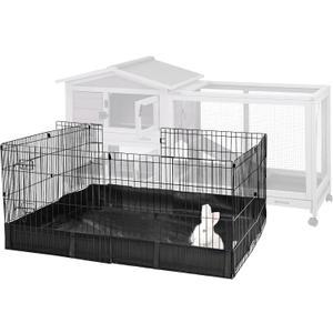 Aivituvin Rabbit Playpen Pet Pen Small Animal Cage with Waterproof Liner - Extension Playpen (Black)
