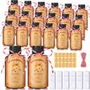 LemonRoad 18 Pack 2 oz Vanilla Extract Bottles with Lids Homemade Gift Amber Bottles Plastic Brown Jars Leakproof Refillable Empty Containers for Vanilla Extract, Potion, Juice, Ginger Shots, Liquids