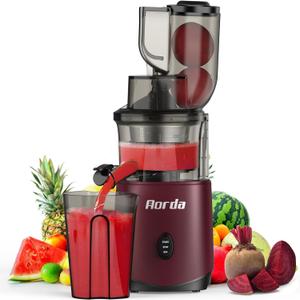 Masticating Cold Press Juicer Machines: 200W Pure Slow Juicer With Quiet Motor For Vegetable And Fruit Easy To Clean, Red