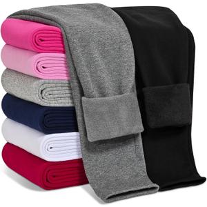 Girls Fleece Lined Leggings Cotton Kids Winter Warm Leggings Thick Thermal Tights Pants (3-4T, Black, Dark Gray)