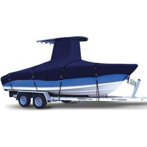 900D Marine Grade Fade and Tear Resistant Trailerable T-Top Boat CoverHeavy-Duty Waterproof and UV-Proof TTOP Boat Storage Cover with Windproof Metal Buckle Straps Fit 26ft-28ft L (Navy)
