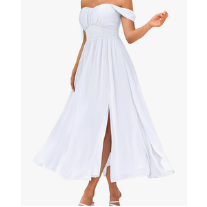 GRACE KARIN 2025 Women's Summer Floral Print Flowy A Line Maxi Dresses Sleeveless Smocked Off Shoulder Dress Size M