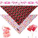 Lionet Paws Valentine's 2pcs Dog Bandanas, Black Heart & Colorful Heart Dog Scarf Bib Premium Fabric, Happy Valentine Love Bandanas for Medium Large Dogs Pets