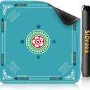 Mahjong Mat, 32.432.4 Inch Noise Reduction Anti-Slip Mahjong Mat for Table, Mahjong Table Mat for Poker, Card, Board Games Table Mat, Tile Games, Dominoes (Teal)