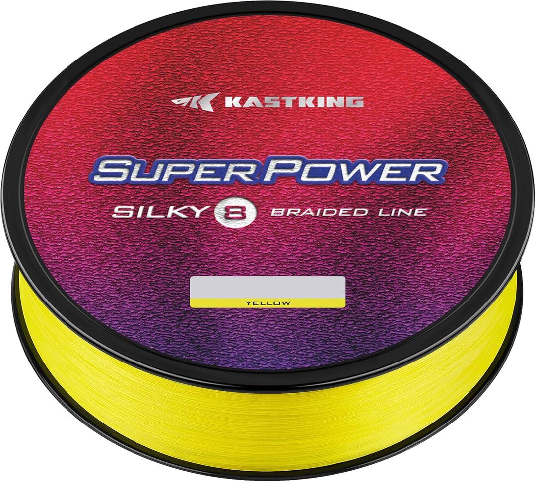 KastKing SuperPower Braided Fishing Line - Abrasion Resistant Braided Lines  Incredible Superline  Zero Stretch  Smaller Diameter  A Must-Have! (20LB(500 Yds), X8-Yellow)