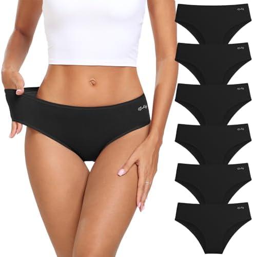 coskefy Women's Underwear Cotton Hipster Panties Low Rise Briefs Soft Strench Breathable Ladies Bikini Underwear 6 Pack, XL