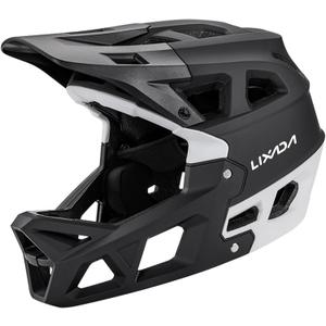 Lixada Adult Bike Helmet, Full Face Mountain Bike Helmet Lightweight Bicycle Helmet with Pads & Visor, Comfort Cycling Helmet Racing Downhill MTB Helmet for Men Women, L