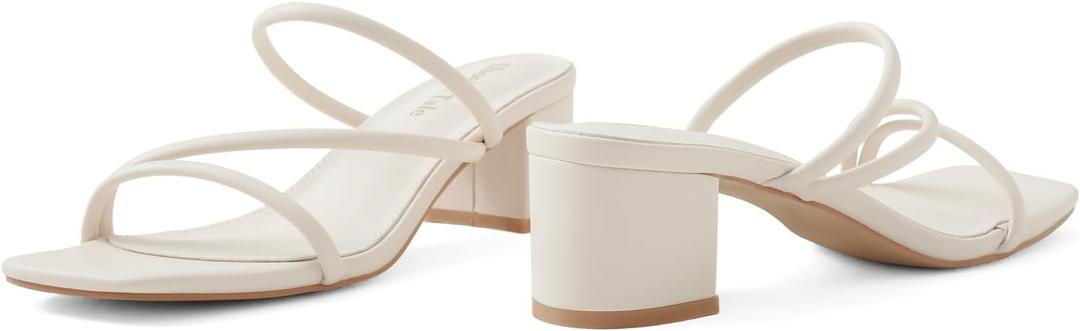 Shoe'N Tale Platform Heels for Women Strappy Block Chunky Heels Square Toe Ankle Buckle Sandals Light Nude 6