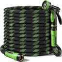 NON-EXPANDABLE Garden Hose 75 FT, Heavy Duty Steel Metal Flexible Water Hose with 10-Function Spray Nozzle, Durable Fabric Skin, No Kinks & Leak-Proof with Upgraded Handle