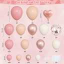 Ouddy Life 136Pcs Dusty Pink Balloons Arch Kit, Blush Pink Rose Gold Nude Ivory Confetti Latex Heart Foil Balloon for Girls Mother's Day Balloons Wedding Baby Shower Boho Birthday Party Decor
