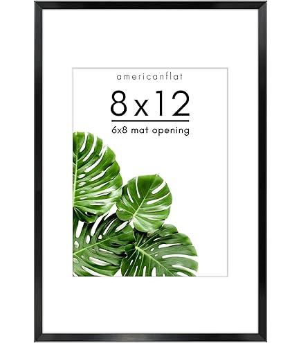 8x12 Picture Frame, Black Metal Photo Frames with HD Glass, Fits 6x8 with Mat or 8 x 12 without Mat, Display for Wall and Table, 1 Pack
