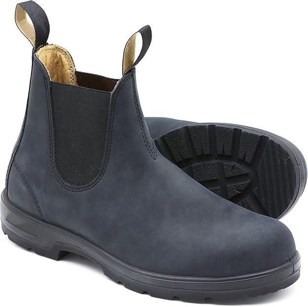 Men'S Waterproof Block Heel Chelsea Boots Retro Non-Slip Pull-On Work Hiking Boots (8.5, Grey)