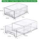 Taiuloo 2 Pack Stackable Refrigerator Organizer Bins with Pull-Out Drawer, Clear BPA-Free Food Storage Containers for Fridge Freezer, Kitchen Pantry Cabinet & Bathroom Vanity Organization