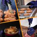 BBQ Fireproof Gloves, Grill Cut-Resistant Gloves 1472F Heat Resistant Gloves, Non-Slip Silicone Oven Gloves, Kitchen Safe Cooking Gloves for Oven Mitts,Barbecue,Cooking, Frying, Black, 2 Pairs