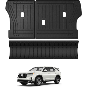 Ecarzo Backrest Mat Compatible with 2025 2024 2023 Honda CRV Accessories TPE Back Seat Protector All Weather Waterproof 5-Seat Cargo Liner for Honda CRV 2025 Accessories (4 Pieces with Folding Lip)