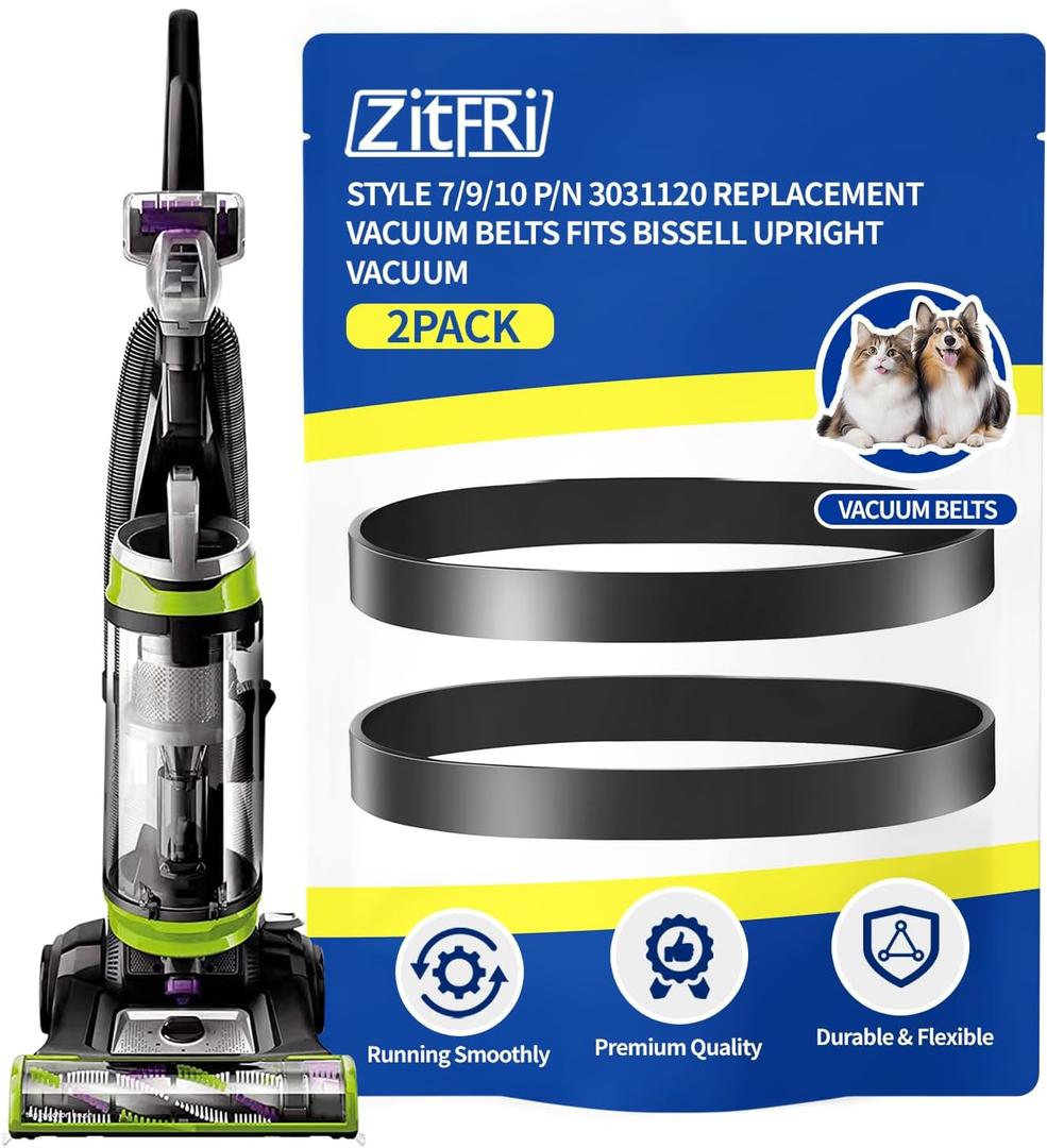 Style 7/9/10 P/N 3031120 Replacement Belt For Bissell Vacuum,Vacuum Belt Fit Bissell Powerforce Helix Powerlifter Cleanview Swivel Rewind Pet Vacuum Cleaner, 2031093 32074 3031123, 2Pack