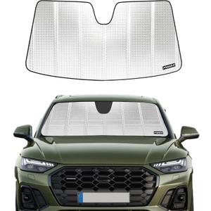 Pigenius Windshield Sun Shade for Audi Q5/SQ5 2018-2025, Q5/SQ5 Sportback 2021-2025, Q5 PHEV Premium 2022. Reflective Aluminum Film Front Window Sunshade - BLAZBLOCK