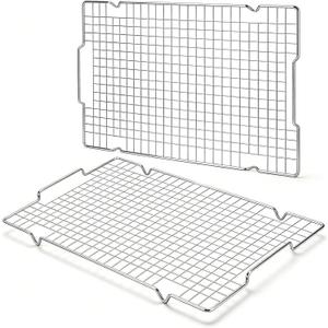 HULISEN 304 Stainless Steel Cooling Rack 2 Pack - 16" x 10" Baking Rack with Handle fits Half Sheet Pan, Wire Cookie Cooling Racks for Baking, Roasting, Grilling, Drying, Oven Safe, Dishwasher Safe