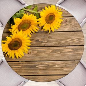 Round Tablecloth Sunflower Round Outdoor Tablecloth with Elastic Fitted Tablecloths Table Cover for Tables Waterproof Reusable Table Cloth for Indoor and Outdoor (44-48in)