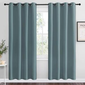 NICETOWN Modern Blackout Curtains Noise Reducing, Thermal Insulated and Privacy Room Darkening Drape Panels for Boy's Guest Room Door Window (Greyish Blue, 2 Panels, W55 x L78 -Inch)