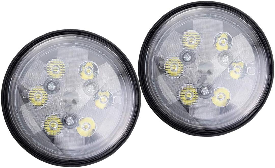 Raycharm Offroad PAR36 4.5" Round LED Conversion Headlight Bulb Sealed Beam Lamp, 6000K Cool-White Hi/Low Beam for Utility Tractors, Corrosion Resistant Waterproof, 12V/24V DC, 2-Pack
