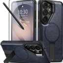 Strong Magnetic for Samsung Galaxy S26 Ultra Case Leather,[Compatible with MagSafe], Adjustable Kickstand, Shockproof Protective Cover for Samsung S26 Ultra (Blue)