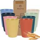 8 Pcs Wheat Straw Cups, Unbreakable Drinking Cup, BPA-Free Dishwasher Safe Water Glasses with 8 Colors for Drinking Water, Juice,Milk, Soda, Coffee,Easy to Clean & Reusable, 13.5 oz