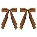 2PCS Hair Accessories for Women Girls 5.5inch Fall Brown Long Tail Bow Hair Clip Barrettes Tassel Ribbon Bow-knot Slides Metal Alligator Clips Hairpins for Toddlers, Kids,Teens