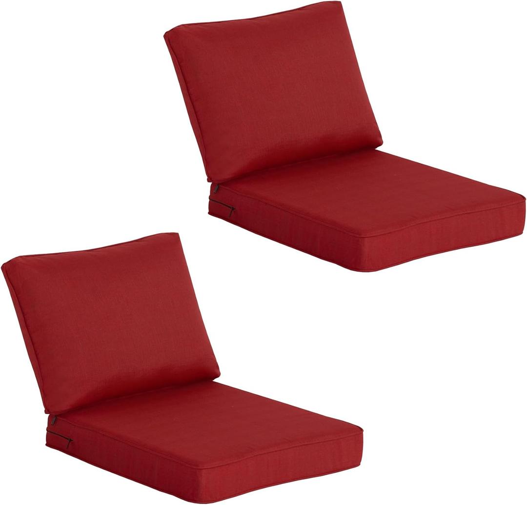 24"x27.5" Outdoor Deep Seat Patio Cushions Set of 2, Deep Seat Bottom Resilient Foam Filling Water-Resistant Stain-Resistant UV Resistant Weather Resistant with YKK Zippers, Chili