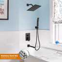 gotonovo Shower System with Tub Spout Wall Mounted Rain Shower Head and Handle Combo Shower Faucet Set with Valve, 8 Inch, Matte Black