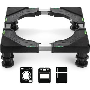 Hacaroa Mini Fridge Stand with 4 Strong Feet, Universal Refrigerator Stand Riser Adjustable Washer and Dryer Pedestals, Multi-functional Washing Machine Base for Small Appliance, Black