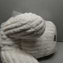 Amlie Home Faux Fur Reading Pillow with Pocket for Sitting in Bed, Adult Backrest Bed Pillow with Washable Cover for Lounging, Watching TV/Reading/Gaming/Resting/Post/Surgery/Nursing, Ivory 25 inches