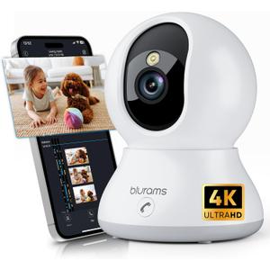 blurams 8MP Indoor Camera, 360 PTZ Baby Monitor, Pet Camera with Phone App, One-Touch Call, Free Human/Pet/Motion/Sound/Cry Detection, Dual-Band WiFi 6, Compatible with Alexa