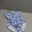 B2prity One Piece Swimsuit for Women Tummy Control Retro Bathing Suit Button Up Slimming Swimwear (Medium, Blue White Print)