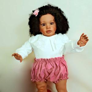 Lifelike 70cm Black Biracial Reborn Baby Doll - African American & Biracial Mixed-Race Skin, Curly Rooted Hair & Standing Pose for Collectors